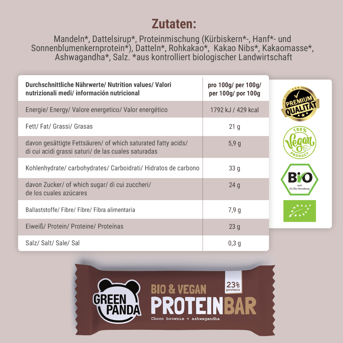 12 x Bio Protein Riegel (3 Sorten gemischt) - Green Panda