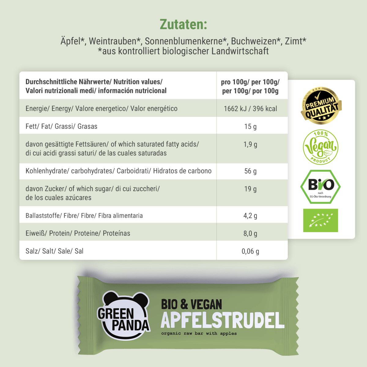 12 x Bio Raw Bars (3 Sorten gemischt) - Green Panda