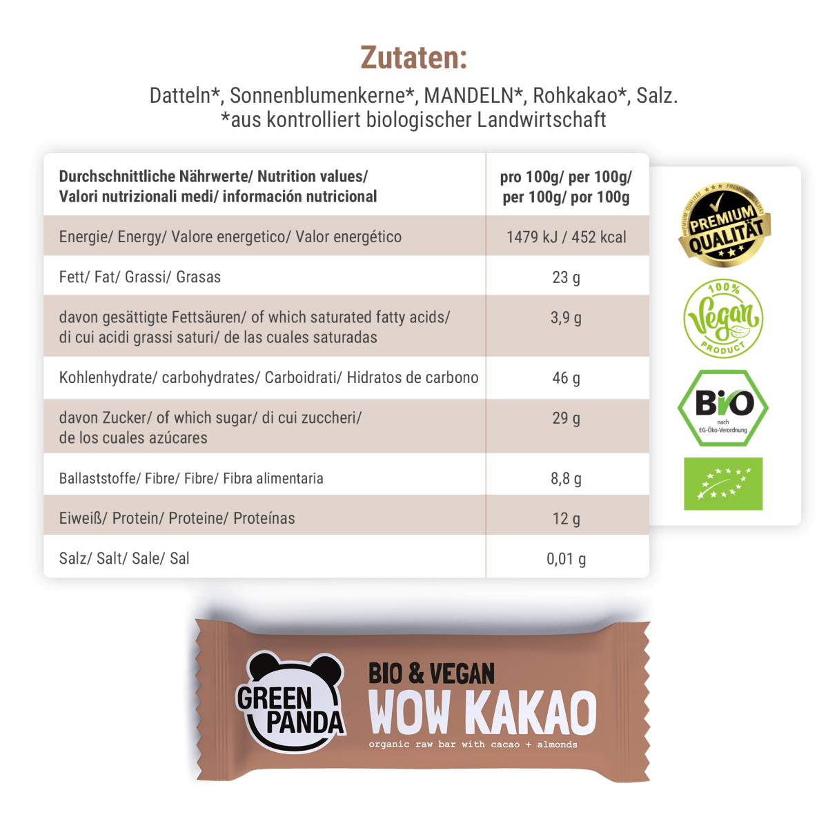 1 x Bio Raw Bar "Wow Kakao" - Green Panda