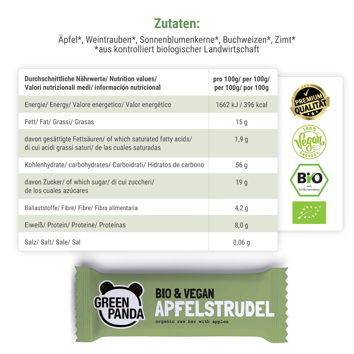 12 x Bio Raw Bars "Apfelstrudel" - Green Panda