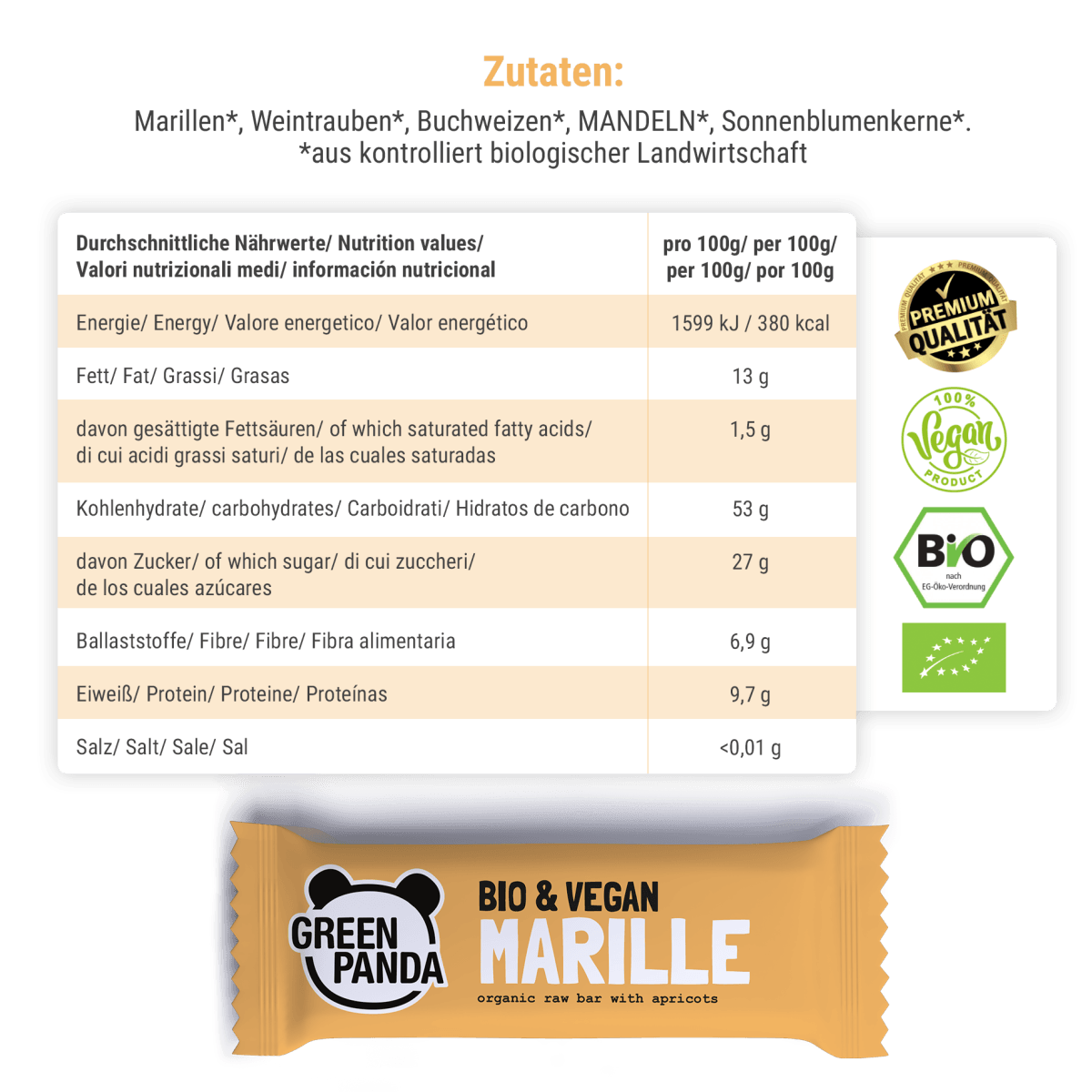 12 x Bio Raw Bars "Marille" - Green Panda