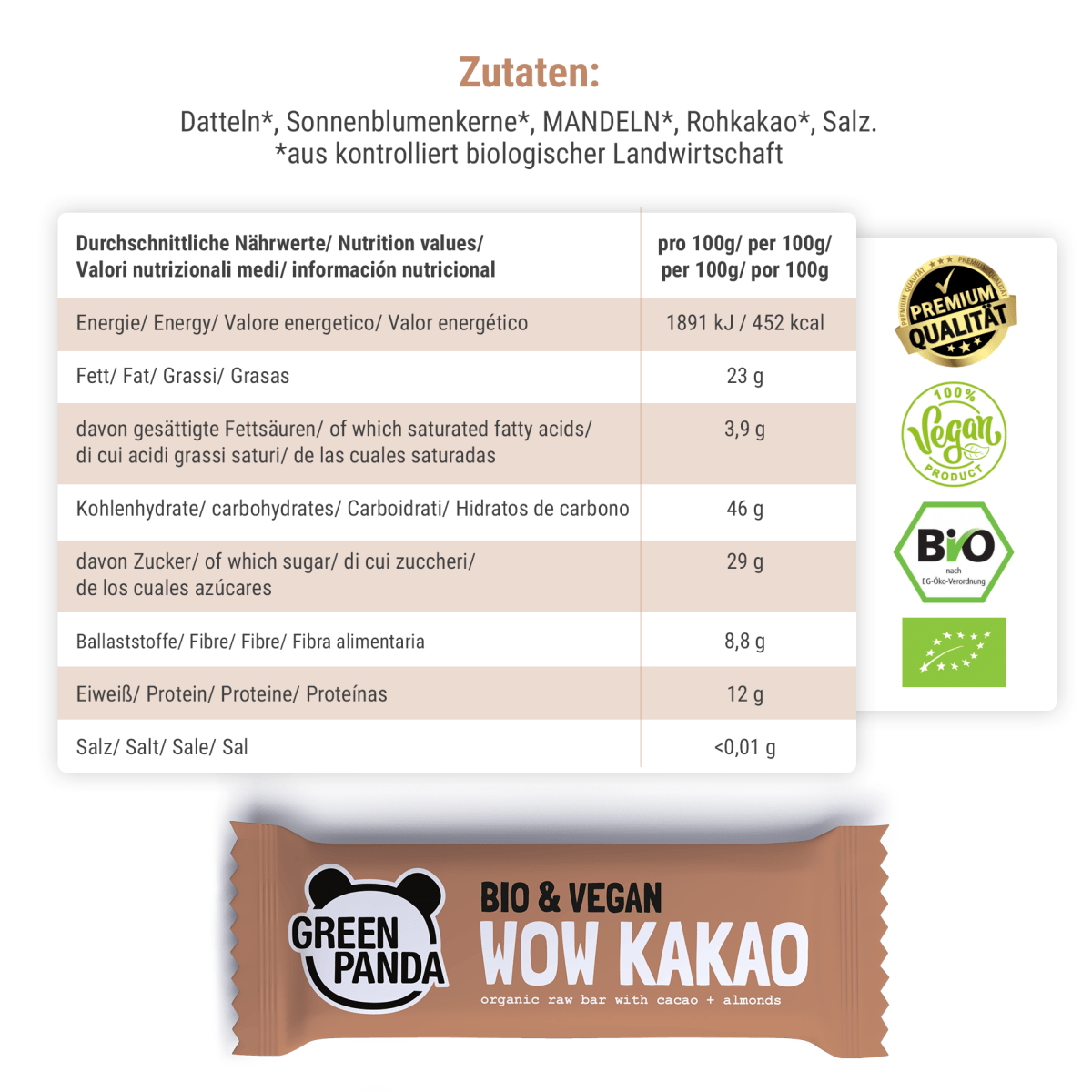 12 x Bio Raw Bars "Wow Kakao" - Green Panda