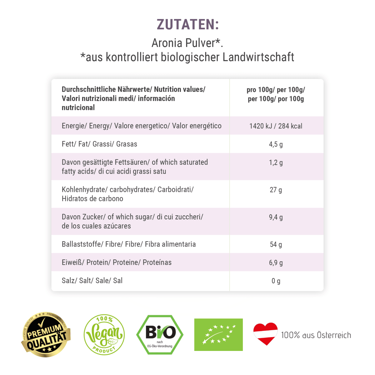 Bio Aronia Pulver aus Österreich - Green Panda