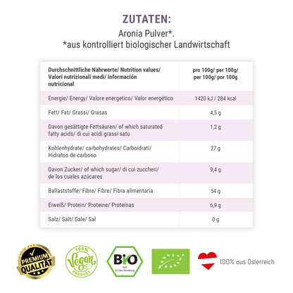 Bio Aronia Pulver aus Österreich - Green Panda