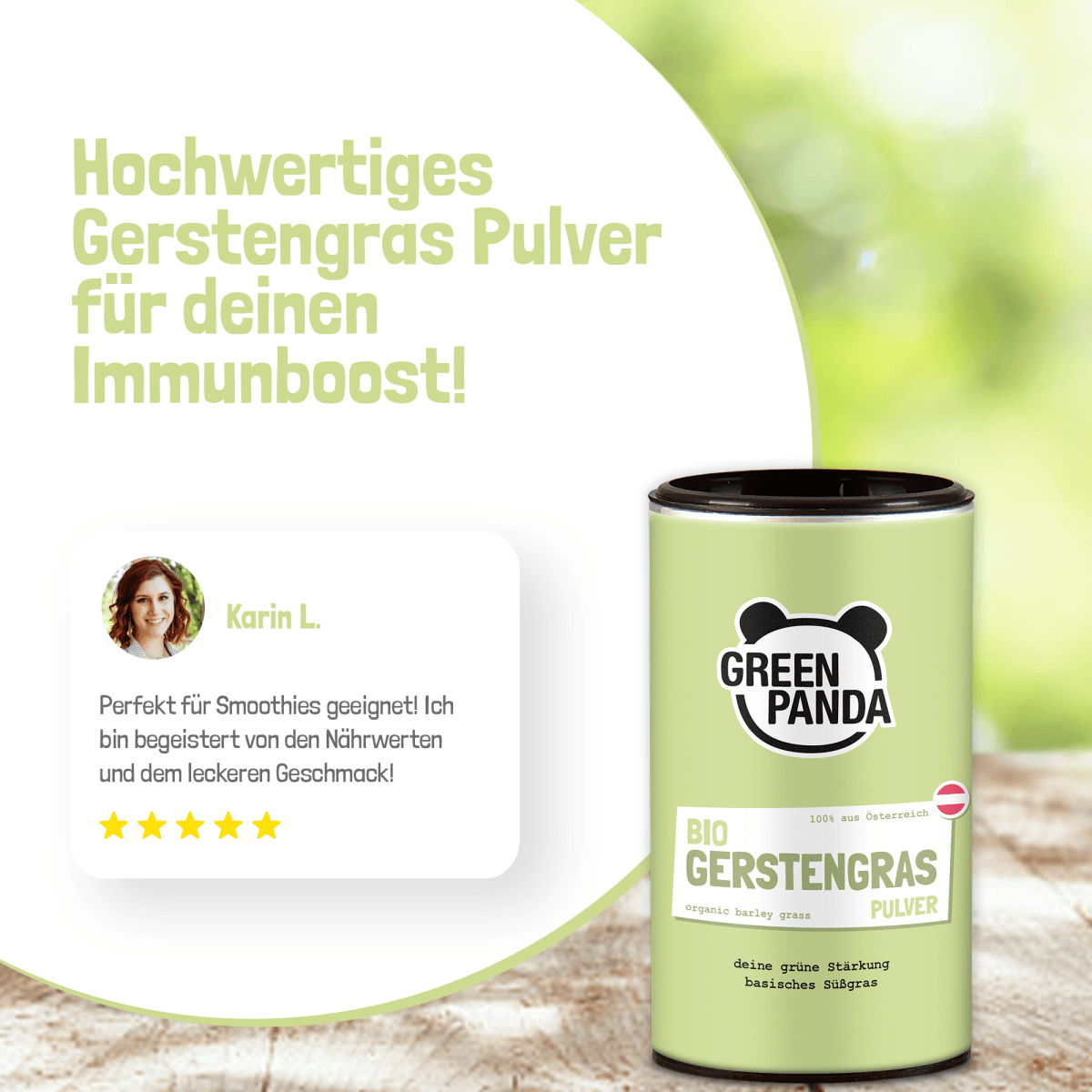 Bio Gerstengras Pulver aus Österreich - Green Panda